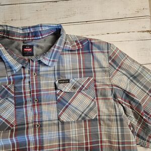 Wrangler Outdoor Utility Shirt Size 3XL Men's Blue Gray Plaid